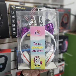 Auriculares infantiles diseño unicornio blanco y rojo