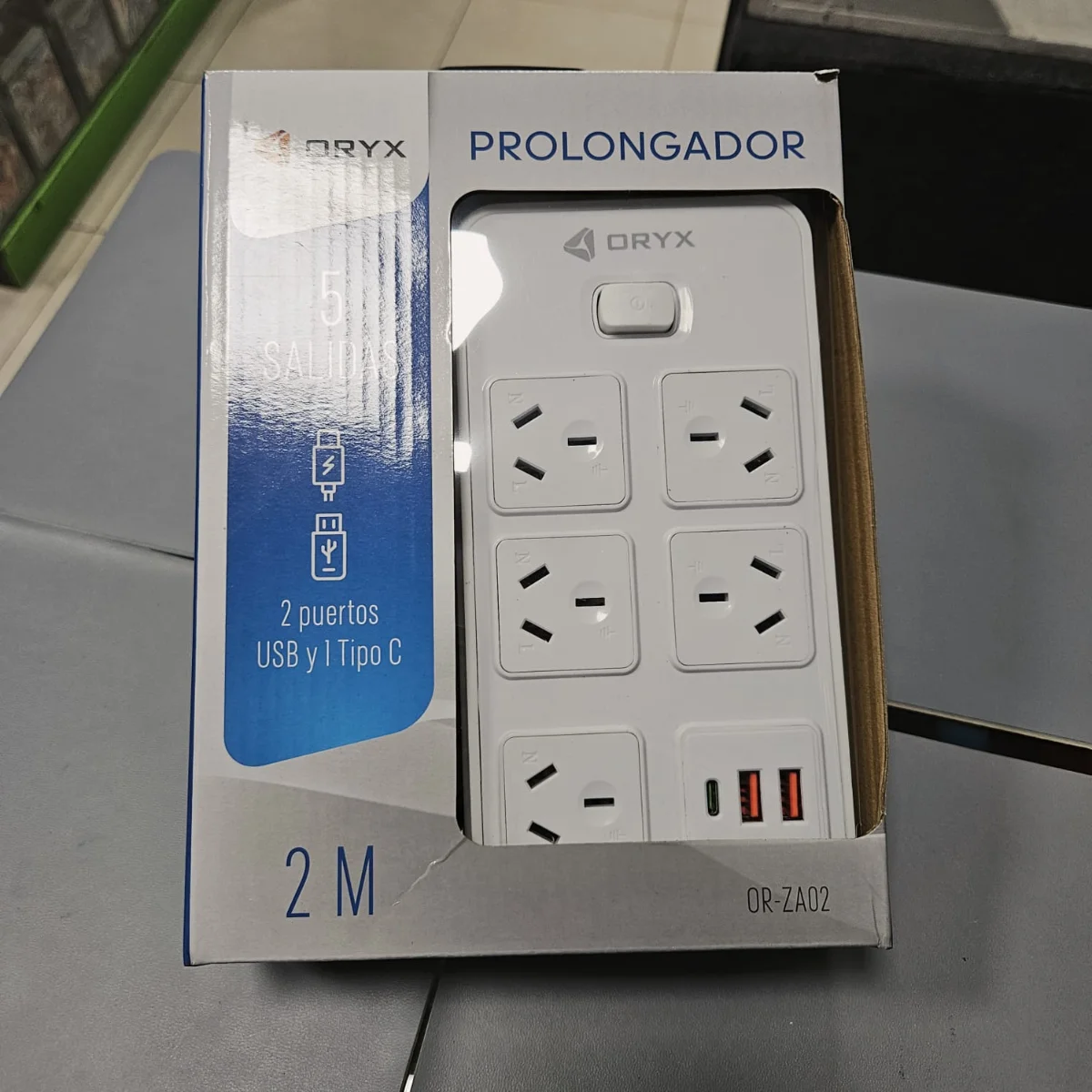 Zapatilla eléctrica Oryx 2 m con USB y USB-C