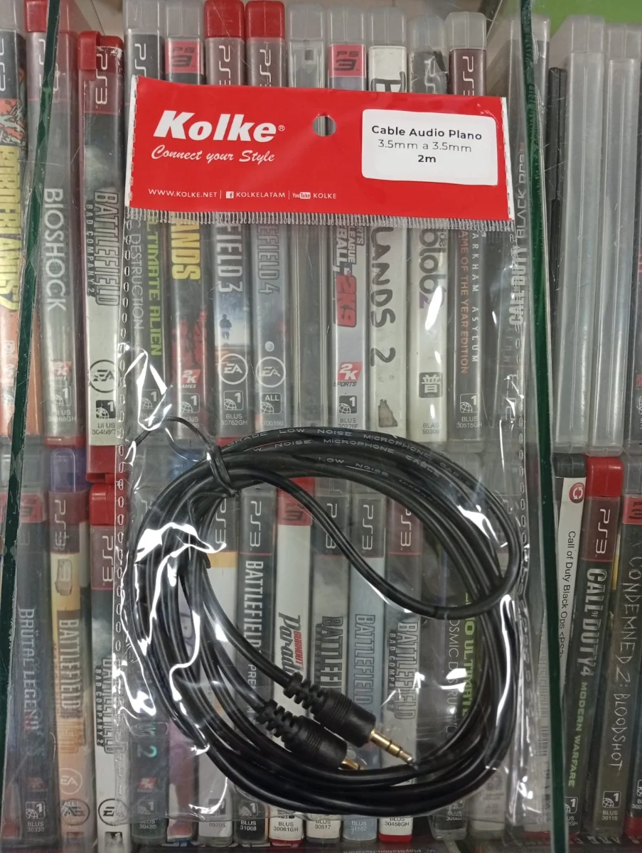 Cable auxiliar Kolke 3,5 mm macho a macho de 3 m