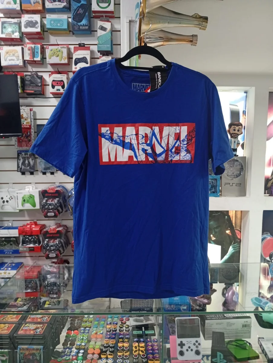 Remera azul Marvel logo