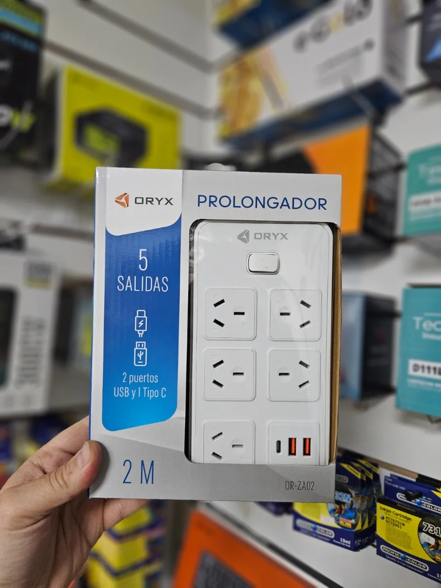 Prolongador Eléctrico Orix ORZA02 5 Tomas + USB y USB-C