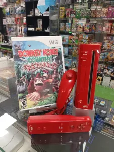 Nintendo Wii roja con Donkey Kong Country Returns