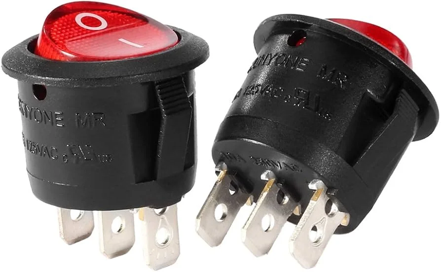 Interruptor rocker redondo rojo