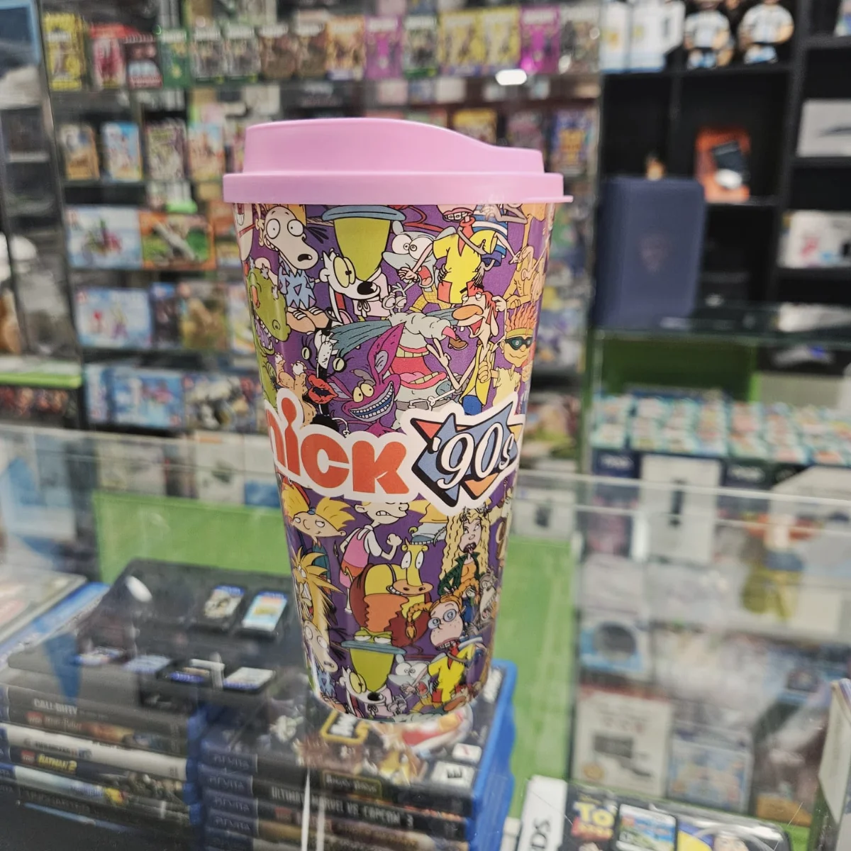 Vaso Nickelodeon Nick 90s con tapa para café