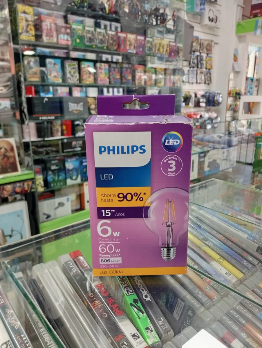 Lámpara LED Philips filamento de 6 W luz cálida