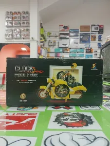 Reloj decorativo motocicleta amarilla PF007