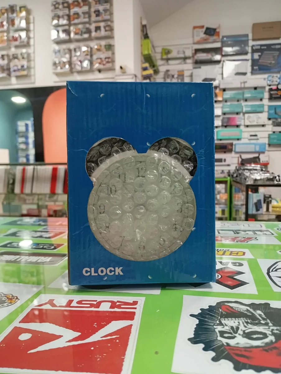 Reloj decorativo transparente con diseño de oso