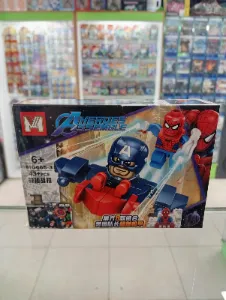 Set de bloques armables Capitán América y Spider-Man con vehículo