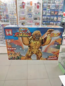 Set de bloques armables Dragon Ball con guerrero dorado y motocicleta