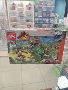 Set de bloques armables Jurassic World con dinosaurio verde y explorador