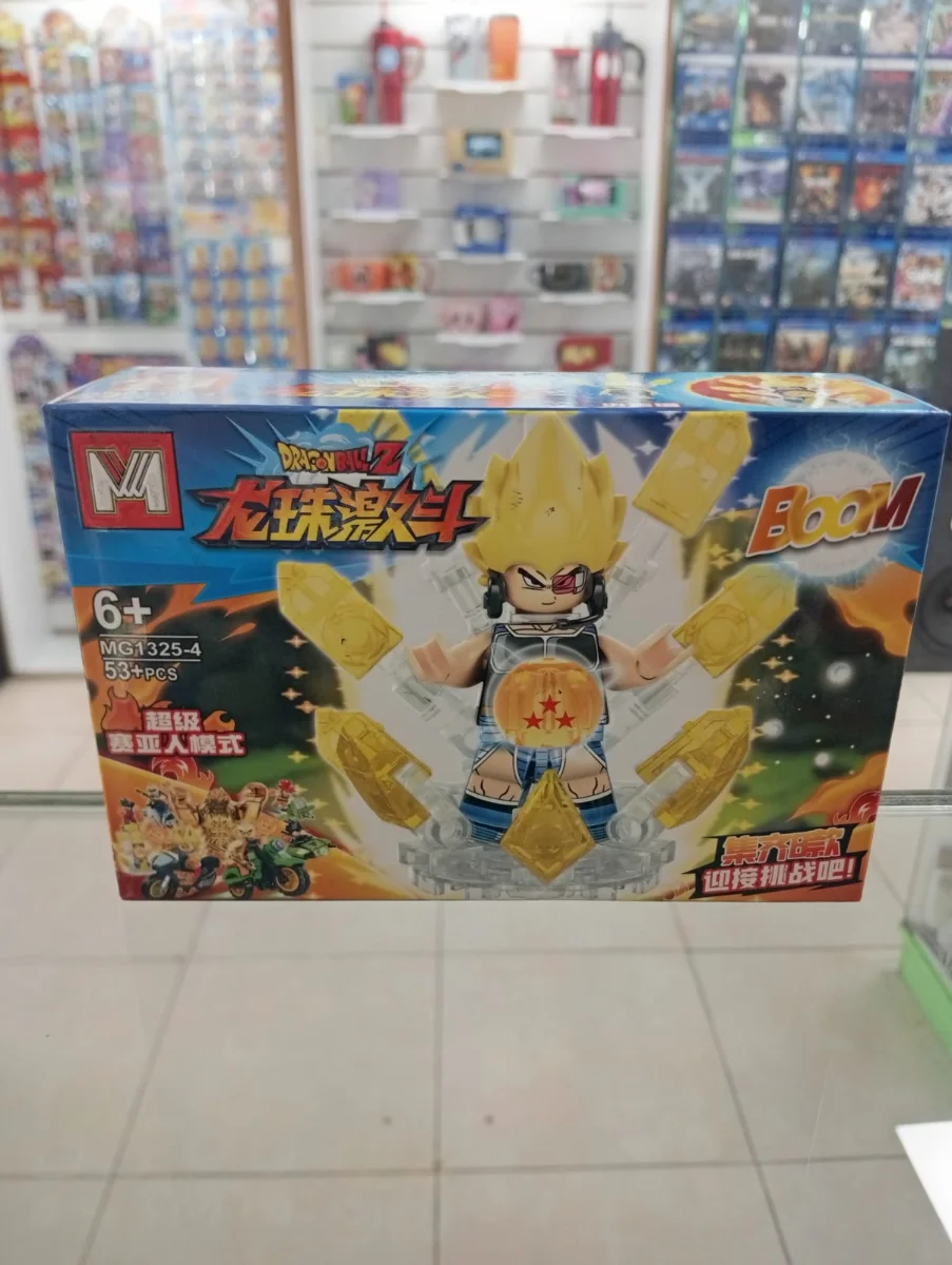 Set de bloques armables Dragon Ball con guerrero de armadura y motocicleta