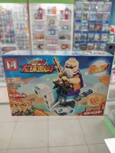 Set de bloques armables Dragon Ball con guerrero de cabello blanco y motocicleta